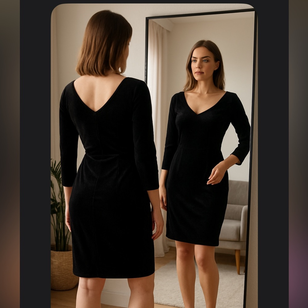 J. Crew Black Long Sleeve V-Neck Dress